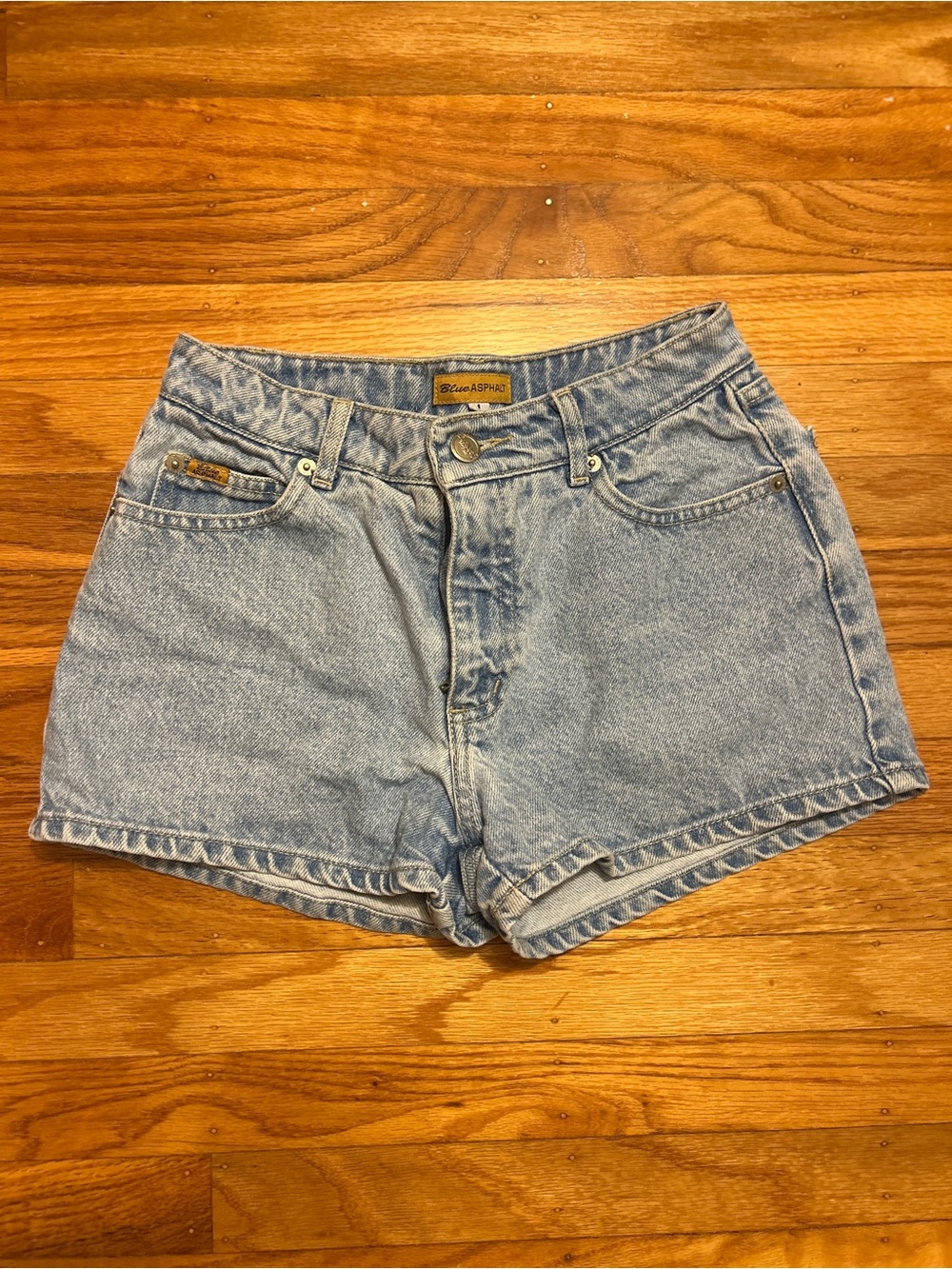Blue Asphalt Light Blue High-Rise Denim Shorts